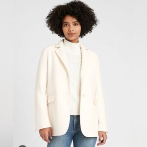Banana Republic Cream Unlined Wool Blend Blazer Jacket Large